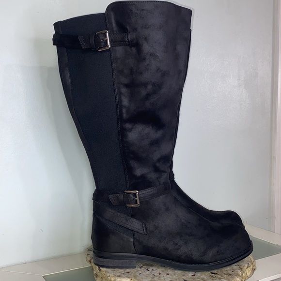 Dream Cloud Faux-Leather Black Casual Buckle Detailed Riding Boot Women Size 12 - Picture 3 of 16